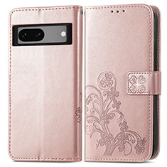 Custodia Portafoglio In Pelle Fiori Cover con Supporto per Google Pixel 7 5G Oro Rosa