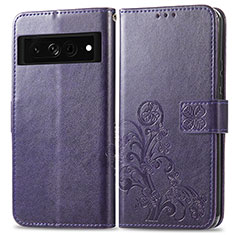 Custodia Portafoglio In Pelle Fiori Cover con Supporto per Google Pixel 7 Pro 5G Viola