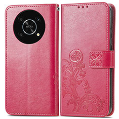 Custodia Portafoglio In Pelle Fiori Cover con Supporto per Huawei Enjoy 50 Pro Rosa Caldo