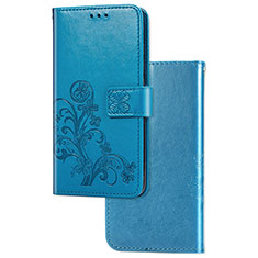 Custodia Portafoglio In Pelle Fiori Cover con Supporto per Huawei Honor 10X Lite Blu