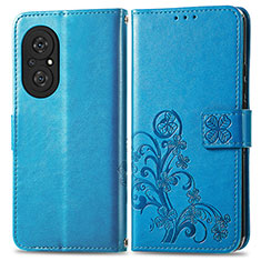 Custodia Portafoglio In Pelle Fiori Cover con Supporto per Huawei Honor 50 SE 5G Blu