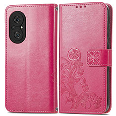 Custodia Portafoglio In Pelle Fiori Cover con Supporto per Huawei Honor 50 SE 5G Rosa Caldo