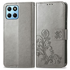 Custodia Portafoglio In Pelle Fiori Cover con Supporto per Huawei Honor 70 Lite 5G Grigio