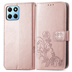 Custodia Portafoglio In Pelle Fiori Cover con Supporto per Huawei Honor 70 Lite 5G Oro Rosa