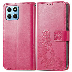 Custodia Portafoglio In Pelle Fiori Cover con Supporto per Huawei Honor 70 Lite 5G Rosa Caldo