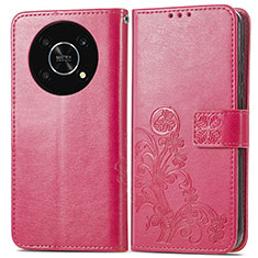 Custodia Portafoglio In Pelle Fiori Cover con Supporto per Huawei Honor Magic4 Lite 5G Rosa Caldo