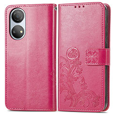 Custodia Portafoglio In Pelle Fiori Cover con Supporto per Huawei Honor X7 Rosa Caldo