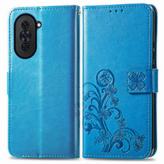 Custodia Portafoglio In Pelle Fiori Cover con Supporto per Huawei Nova 10 Blu