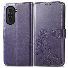 Custodia Portafoglio In Pelle Fiori Cover con Supporto per Huawei Nova 10 Pro Viola