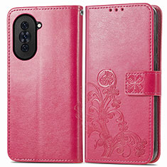 Custodia Portafoglio In Pelle Fiori Cover con Supporto per Huawei Nova 10 Rosa Caldo