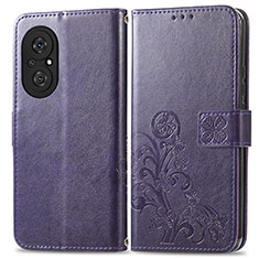 Custodia Portafoglio In Pelle Fiori Cover con Supporto per Huawei Nova 9 SE Viola