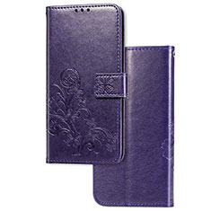 Custodia Portafoglio In Pelle Fiori Cover con Supporto per Huawei P Smart Z (2019) Viola