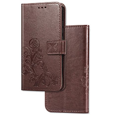 Custodia Portafoglio In Pelle Fiori Cover con Supporto per Huawei Y9 Prime (2019) Marrone