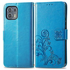 Custodia Portafoglio In Pelle Fiori Cover con Supporto per Motorola Moto Edge 20 Lite 5G Blu