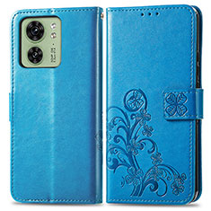 Custodia Portafoglio In Pelle Fiori Cover con Supporto per Motorola Moto Edge (2023) 5G Blu