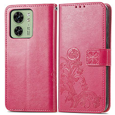 Custodia Portafoglio In Pelle Fiori Cover con Supporto per Motorola Moto Edge (2023) 5G Rosa Caldo