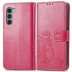 Custodia Portafoglio In Pelle Fiori Cover con Supporto per Motorola Moto Edge S30 5G Rosso