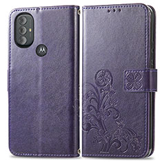 Custodia Portafoglio In Pelle Fiori Cover con Supporto per Motorola Moto G Play Gen 2 Viola