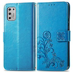 Custodia Portafoglio In Pelle Fiori Cover con Supporto per Motorola Moto G Stylus (2021) Blu