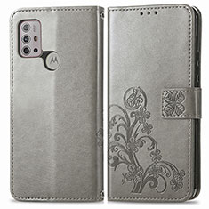 Custodia Portafoglio In Pelle Fiori Cover con Supporto per Motorola Moto G20 Grigio