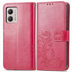 Custodia Portafoglio In Pelle Fiori Cover con Supporto per Motorola Moto G53 5G Rosa Caldo