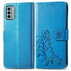 Custodia Portafoglio In Pelle Fiori Cover con Supporto per Nokia G22 Blu