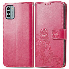 Custodia Portafoglio In Pelle Fiori Cover con Supporto per Nokia G22 Rosa Caldo