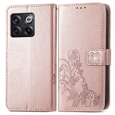 Custodia Portafoglio In Pelle Fiori Cover con Supporto per OnePlus Ace Pro 5G Oro Rosa