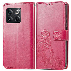 Custodia Portafoglio In Pelle Fiori Cover con Supporto per OnePlus Ace Pro 5G Rosa Caldo