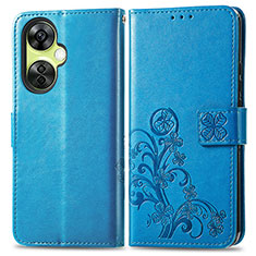 Custodia Portafoglio In Pelle Fiori Cover con Supporto per OnePlus Nord N30 5G Blu