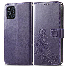 Custodia Portafoglio In Pelle Fiori Cover con Supporto per Oppo Find X3 Pro 5G Viola