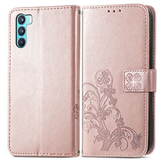 Custodia Portafoglio In Pelle Fiori Cover con Supporto per Oppo K9 Pro 5G Rosa