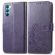 Custodia Portafoglio In Pelle Fiori Cover con Supporto per Oppo K9 Pro 5G Viola