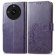 Custodia Portafoglio In Pelle Fiori Cover con Supporto per Realme 11 Pro+ Plus 5G Viola