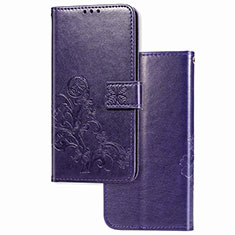 Custodia Portafoglio In Pelle Fiori Cover con Supporto per Realme C12 Viola