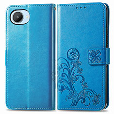 Custodia Portafoglio In Pelle Fiori Cover con Supporto per Realme C30s Blu