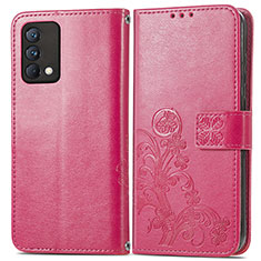 Custodia Portafoglio In Pelle Fiori Cover con Supporto per Realme GT Master 5G Rosa Caldo