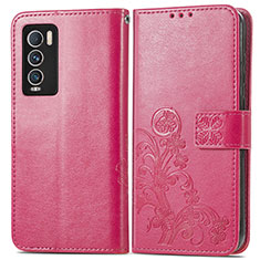 Custodia Portafoglio In Pelle Fiori Cover con Supporto per Realme GT Master Explorer 5G Rosa Caldo