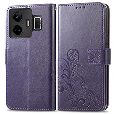 Custodia Portafoglio In Pelle Fiori Cover con Supporto per Realme GT Neo5 240W 5G Viola