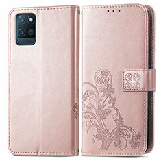 Custodia Portafoglio In Pelle Fiori Cover con Supporto per Realme V11 5G Oro Rosa