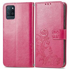 Custodia Portafoglio In Pelle Fiori Cover con Supporto per Realme V11 5G Rosa Caldo