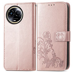 Custodia Portafoglio In Pelle Fiori Cover con Supporto per Realme V50s 5G Oro Rosa