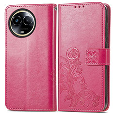 Custodia Portafoglio In Pelle Fiori Cover con Supporto per Realme V50s 5G Rosa Caldo