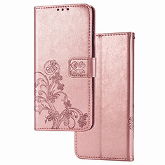 Custodia Portafoglio In Pelle Fiori Cover con Supporto per Samsung Galaxy A12 Rosa