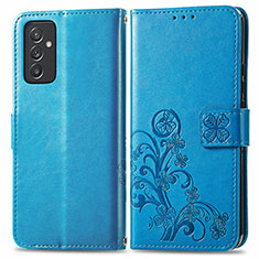 Custodia Portafoglio In Pelle Fiori Cover con Supporto per Samsung Galaxy A15 4G Blu