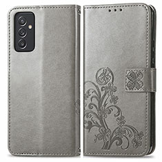 Custodia Portafoglio In Pelle Fiori Cover con Supporto per Samsung Galaxy A15 LTE Grigio