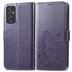 Custodia Portafoglio In Pelle Fiori Cover con Supporto per Samsung Galaxy A15 LTE Viola