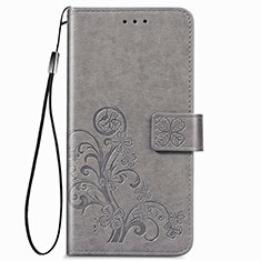 Custodia Portafoglio In Pelle Fiori Cover con Supporto per Samsung Galaxy A22 4G Grigio