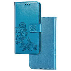 Custodia Portafoglio In Pelle Fiori Cover con Supporto per Samsung Galaxy A31 Blu