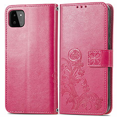 Custodia Portafoglio In Pelle Fiori Cover con Supporto per Samsung Galaxy F42 5G Rosso
